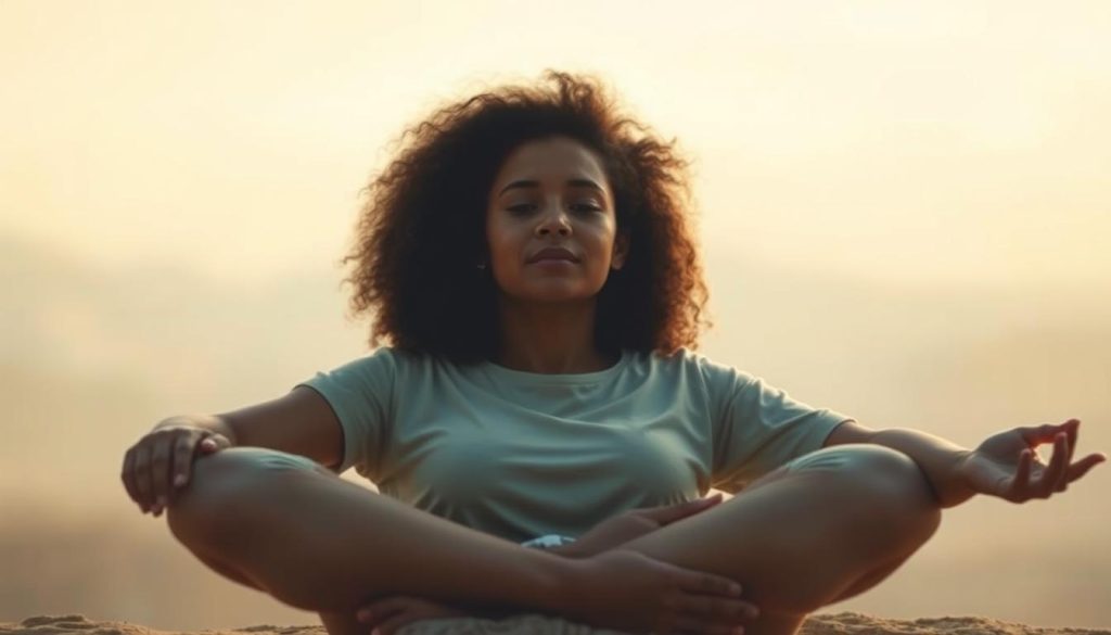 A serene, balanced figure rests in the center of the frame, their pose conveying a sense of tranquility and inner peace. The background is a softly blurred, pastel-hued landscape, evoking a dreamlike, introspective atmosphere. Warm, diffused lighting gently illuminates the scene, creating a calming, contemplative mood. The figure's expression is one of quiet acceptance, suggesting the resolution of emotional turmoil. Delicate, ethereal brushstrokes blend the elements together, creating a harmonious, visually soothing representation of finding equilibrium after a period of rejection or emotional imbalance.