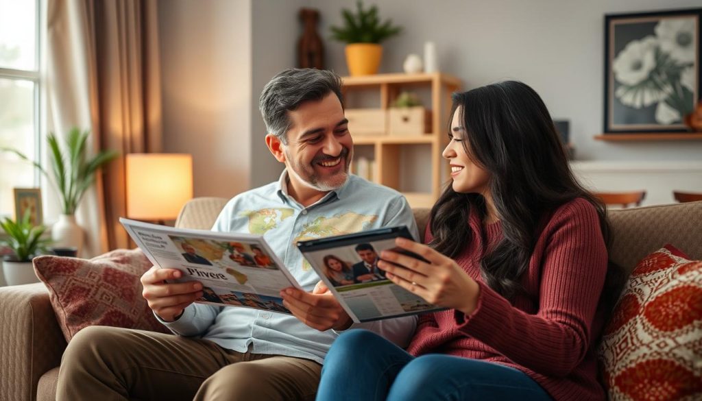 Coppia che affronta insieme una sfida culturale con atteggiamento positivo e collaborativo Coppia che affronta insieme una sfida culturale con atteggiamento positivo e collaborativo