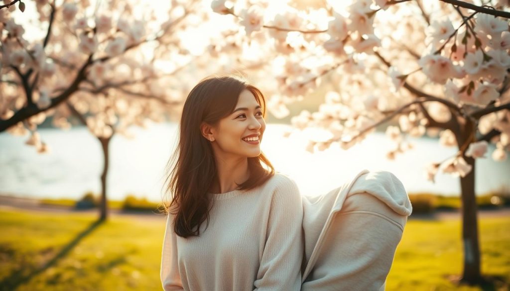 A nostalgic scene depicting a couple standing in a sun-drenched park, with a soft golden light illuminating their faces. In the foreground, the couple, dressed in modest casual clothing, share a warm and wistful gaze, their expressions reflecting a blend of joy and bittersweet memories. In the middle, gently blurred outlines of blooming cherry blossom trees create a romantic frame, while the background reveals a serene lake, sparkling under the midday sun. The composition employs a shallow depth of field, focusing sharply on the couple while softly blurring the vibrant spring colors. The mood is warm and reflective, evoking feelings of love, nostalgia, and the passage of time, perfectly illustrating the theme of reconnecting with a first love. A nostalgic scene depicting a couple standing in a sun-drenched park, with a soft golden light illuminating their faces. In the foreground, the couple, dressed in modest casual clothing, share a warm and wistful gaze, their expressions reflecting a blend of joy and bittersweet memories. In the middle, gently blurred outlines of blooming cherry blossom trees create a romantic frame, while the background reveals a serene lake, sparkling under the midday sun. The composition employs a shallow depth of field, focusing sharply on the couple while softly blurring the vibrant spring colors. The mood is warm and reflective, evoking feelings of love, nostalgia, and the passage of time, perfectly illustrating the theme of reconnecting with a first love.
